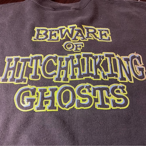 Disney Haunted Mansion Vintage RARE Crewneck Sweater - Black Large Glow in Dark - Picture 9 of 12